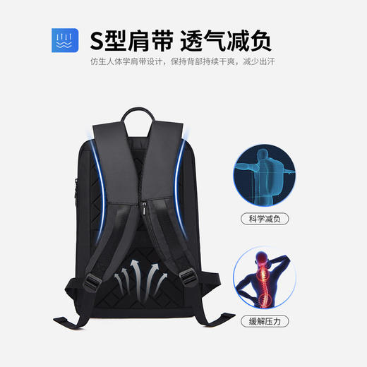 Safiya/索菲娅 2023新款大容量背包电脑包学生书包男士男包双肩包SF847004Y 商品图4