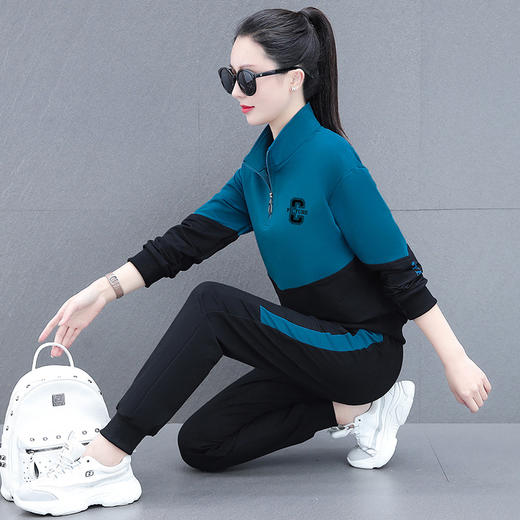 休闲运动服套装时尚卫衣宽松大码立领长袖两件套TR-6869 商品图2