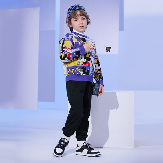 迪士尼童装男童运动休闲裤子春秋季字母潮搭洋气中大童宝宝束脚裤 商品图4