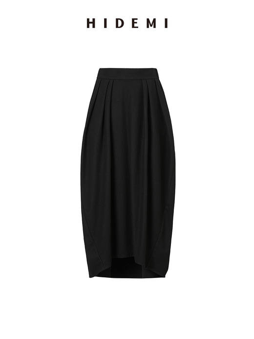 HIDEMI 黑色极简慵懒茧型半身长裙 商品图8