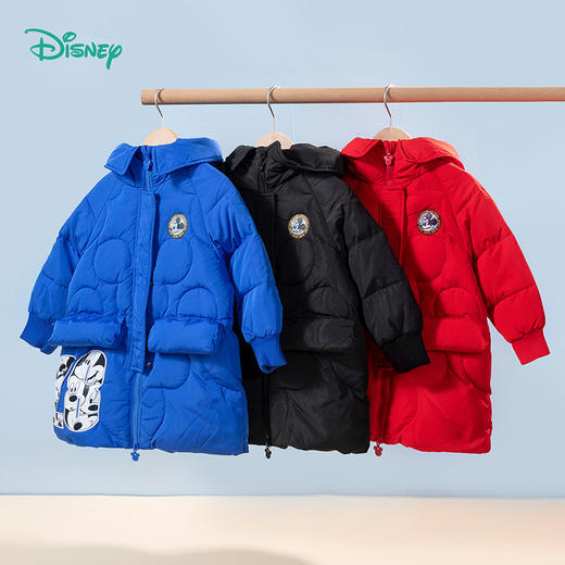 【商场同款】迪士尼童装男童中长款羽绒服冬保暖潮酷米奇白鸭绒外套中长款214DS0297 商品图1