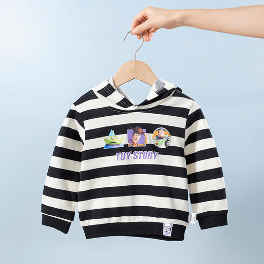 【商场同款】迪士尼童装男童连帽卫衣春秋玩具总动员胡迪经典条纹套头T恤上衣 商品图2