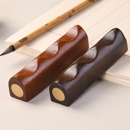 【庆学堂】实木嵌铜笔搁 笔山 笔架 镇纸 商品图3