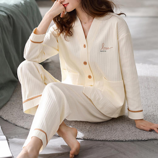 裁缝学苑AX42 女士长袖家居服睡衣纸样女装做衣服装样板打板版图 商品图0