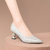 法式水晶鞋水钻异型跟，尖头高跟鞋女粗跟单鞋HY-H3094 商品缩略图1