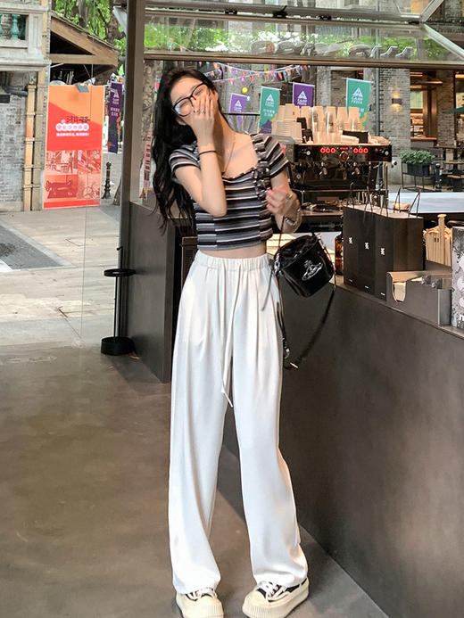 <曾小咸推荐>巨折清仓秒杀，稀有现货24小时发【仅限今日】 休闲阔腿裤女夏季薄款宽松直筒拖地高腰长裤 商品图4