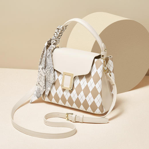 Safiya/索菲娅 2022新款百搭格纹高级单肩包包女斜挎包手提女包SF900155Y 商品图0