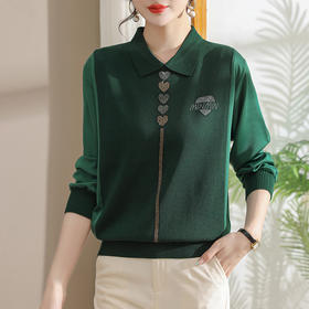 妈妈翻领打底衫，针织假两件上衣小衫薄CC-80-2830