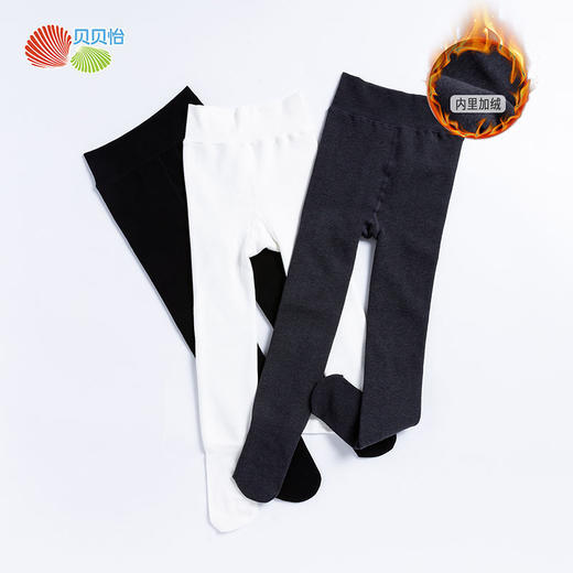 贝贝怡儿童弹力加绒连裤袜女童袜子春秋纯色秋冬打底裤防勾丝新款 商品图0