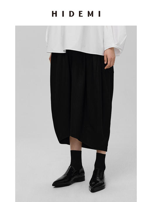 HIDEMI 黑色极简慵懒茧型半身长裙 商品图7