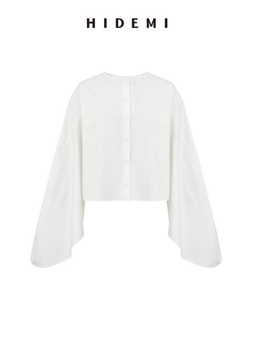 HIDEMI 极简大廓形袖前后两穿衬衫 黑色/白色 商品图9
