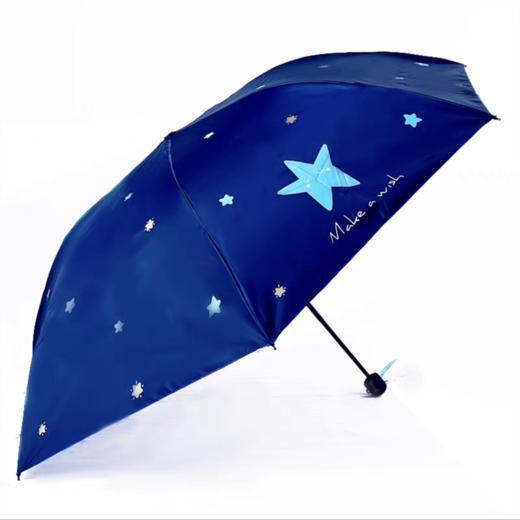 天堂伞黑胶防晒遮太阳伞女折叠超轻小巧晴雨伞两用小清新三折晴雨伞1把33791E 商品图5