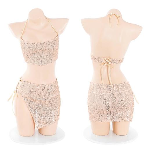 霏慕 亮闪珠片交叉系带分体装6728 商品图4