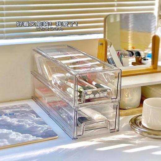 「三款尺寸！透明亚克力收纳盒」面膜收纳盒透明亚克力抽屉式化妆品收纳整理防尘大容量桌面居家日用 商品图1