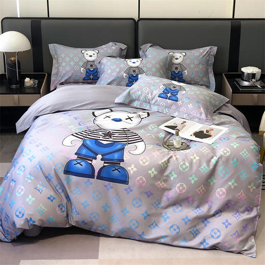 自然醒60支长绒棉泰迪熊四件套金太阳面料正版授权全棉轻奢潮尚大牌风床上用品KY 商品图4