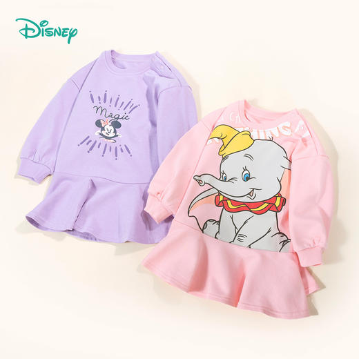 【商场同款】迪士尼童装女童连衣学院风裙春秋款小飞象米妮卡通可爱中大童裙子 商品图1