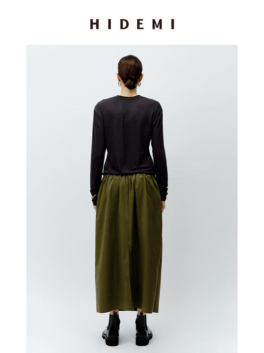 HIDEMI 柔顺云朵感清透V领超显瘦长袖薄针织T恤上衣 黑色/灰色/白色 商品图7