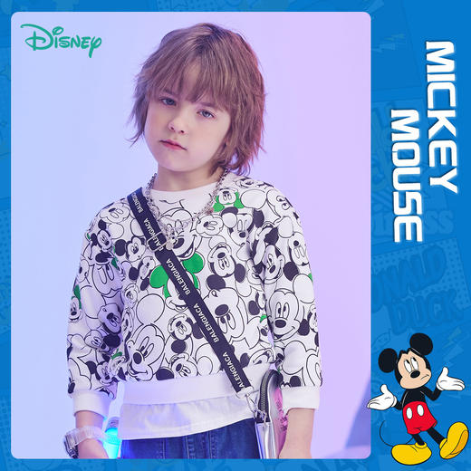 【商场同款】迪士尼童装男童套头卫衣米奇满印卡通潮搭中大童洋气春秋季上衣 商品图0