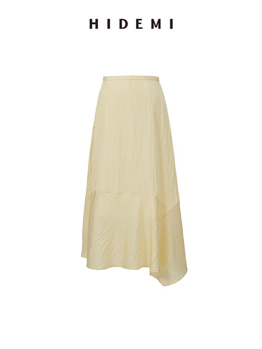 HIDEMI 褶皱云朵感极简涟漪领套装 上衣/半身裙 黄油色/藏蓝色 商品图9