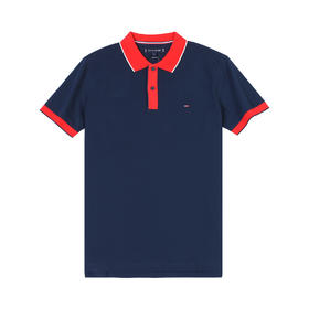 领后字母撞色边 微弹短袖POLO衫 特惠 T-1188