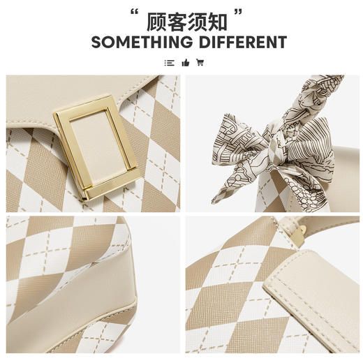 Safiya/索菲娅 2022新款百搭格纹高级单肩包包女斜挎包手提女包SF900155Y 商品图4