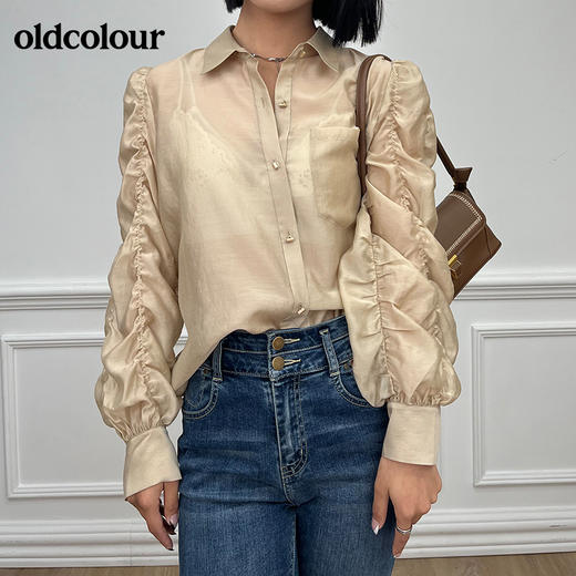 oldcolour春夏新品花边长袖衬衫女O13013119 商品图2