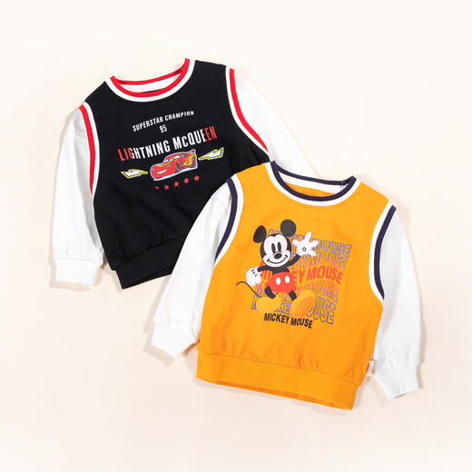 【商场同款】迪士尼童装男童假两件套头卫衣闪电麦昆米奇玩具总动员卡通休闲衣221DS0393 商品图4