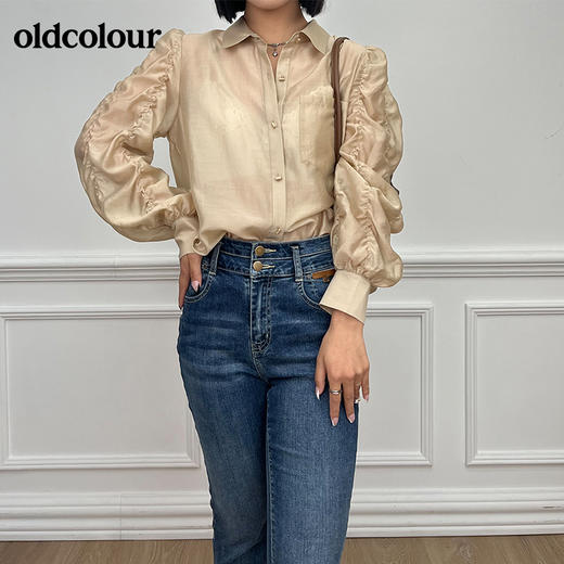 oldcolour春夏新品花边长袖衬衫女O13013119 商品图3