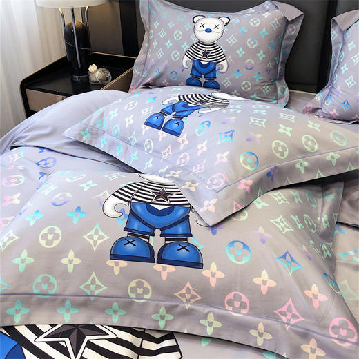自然醒60支长绒棉泰迪熊四件套金太阳面料正版授权全棉轻奢潮尚大牌风床上用品KY 商品图7