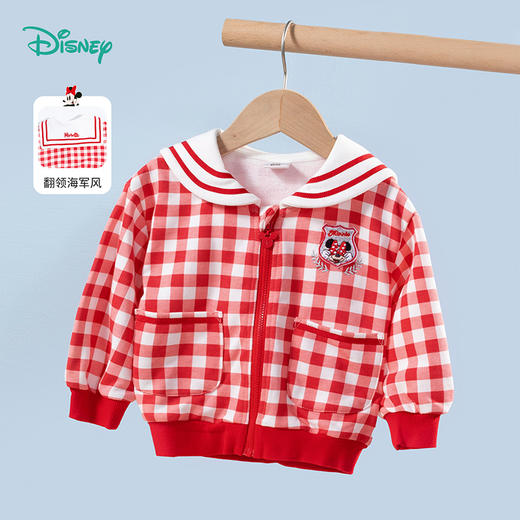 【商场同款】迪士尼童装女童大翻领学院风格子外套中大童宝宝春秋潮搭米妮徽章 商品图7