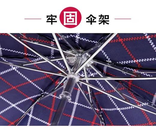 天堂伞3909经典格子晴雨伞三人超大加大加固10骨折叠三折伞1把 商品图4