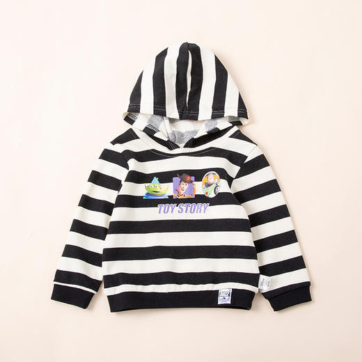 【商场同款】迪士尼童装男童连帽卫衣春秋玩具总动员胡迪经典条纹套头T恤上衣 商品图3