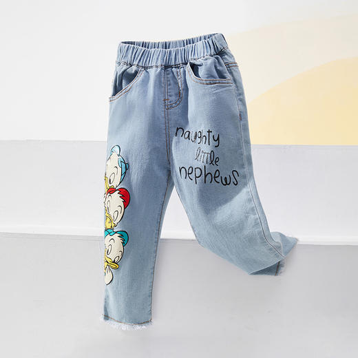 迪士尼童装女童牛仔裤唐老鸭可爱卡通宝宝春秋运动休闲长裤221DK0267 商品图1