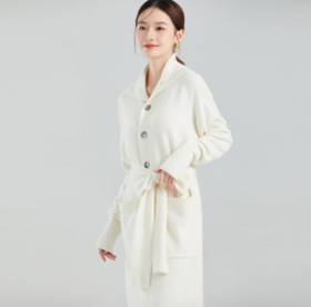 东黎 • 小山羊绒中性风秋冬季翻领开衫 21D11