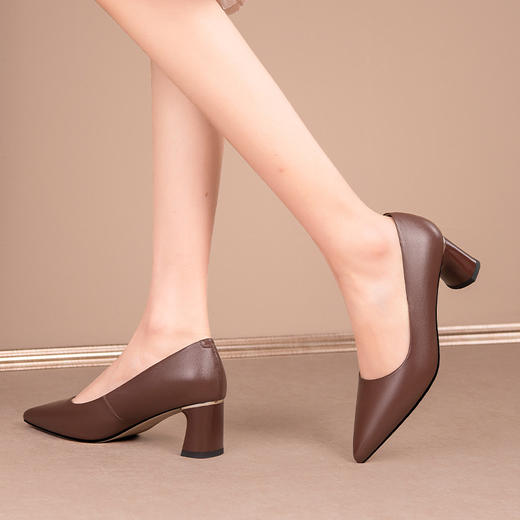 粗跟尖头高跟鞋，气质中跟职业黑色工作鞋HY-H3091 商品图1