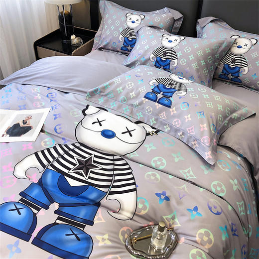 自然醒60支长绒棉泰迪熊四件套金太阳面料正版授权全棉轻奢潮尚大牌风床上用品KY 商品图0