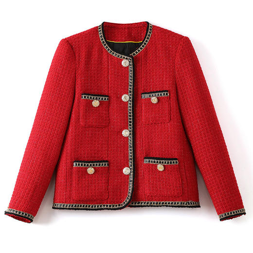 白鸭绒小香名媛亮丝粗花呢保暖外套WLZD2227101 商品图4