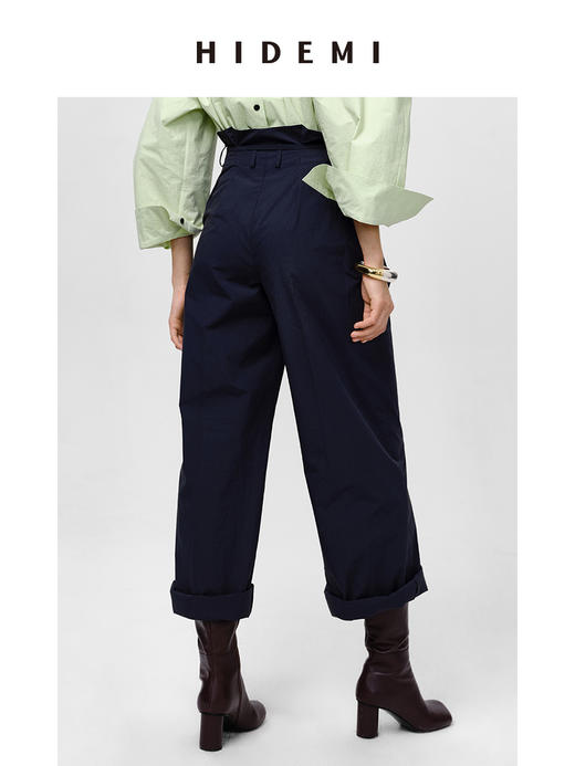 HIDEMI 不对称设计感水洗棉极简廓形两件套套装 上衣/阔腿裤 商品图14