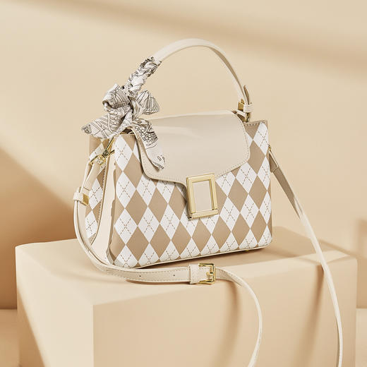 Safiya/索菲娅 2022新款百搭格纹高级单肩包包女斜挎包手提女包SF900155Y 商品图2