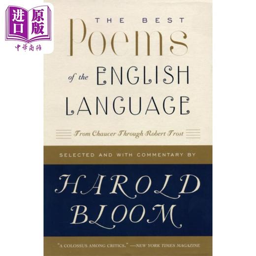 预售 【中商原版】英语诗 The Best Poems of the English Language  From Chaucer Through 英文原版 Harold Bloom 商品图0