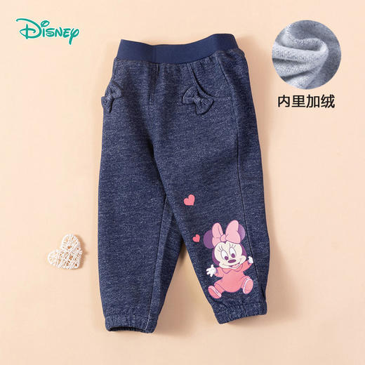 迪士尼童装女童加绒裤子秋冬外穿儿童休闲裤小童宝宝女加厚洋气213K1182 商品图0