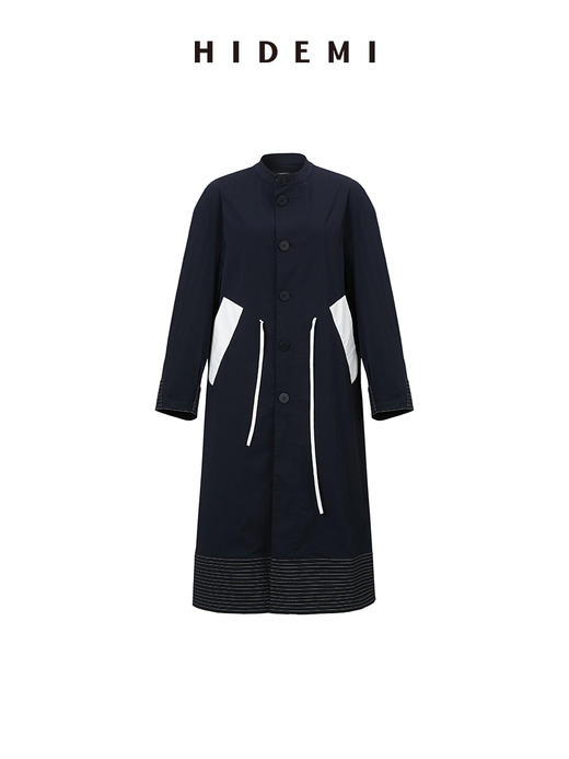 HIDEMI 设计感拼接抽绳长款风衣 商品图10