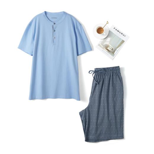 SCHIESSER铂雅男装亨利领短袖短裤套装80支 100%单丝光棉双面布 155克 99/21139H 商品图1