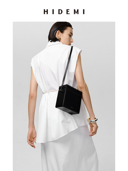 HIDEMI 极简不对称剪裁翻领设计感无袖衬衫 商品图7