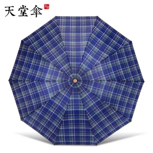 天堂伞3909经典格子晴雨伞三人超大加大加固10骨折叠三折伞1把 商品图2