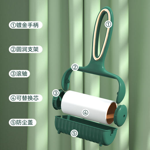 「带5卷纸！三色可选」粘毛器滚筒式沾头发 居家日用可撕式滚刷衣服黏灰尘卷纸沾毛除毛器清洁工具 商品图2