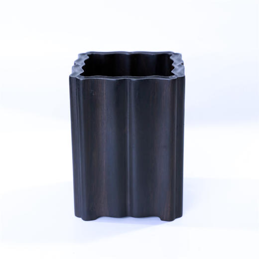 方形葵口°紫光檀素笔筒 商品图1