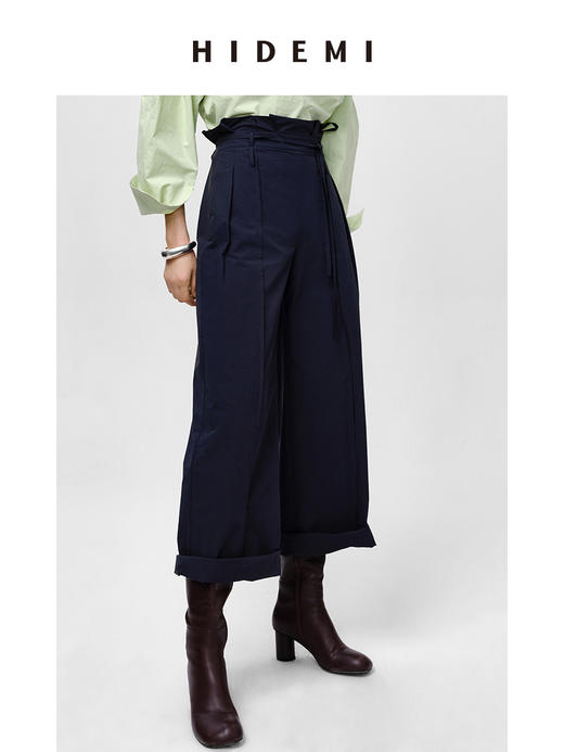 HIDEMI 不对称设计感水洗棉极简廓形两件套套装 上衣/阔腿裤 商品图13