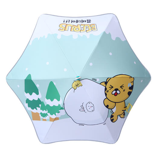 晴雨两用！滑轮安全儿童中号长柄伞，自带口哨，弹性软胶滚轮，圆角反光条设计，防戳更安全，玻纤伞骨三角加因，轻量伞架方便携带 商品图4
