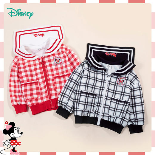 【商场同款】迪士尼童装女童大翻领学院风格子外套中大童宝宝春秋潮搭米妮徽章 商品图3